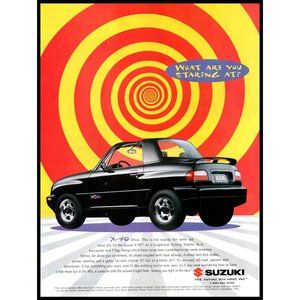 1996 Suzuki X90 4x4 Compact SUV Vintage Print Ad Hypnotize Hypnosis Wheel Art